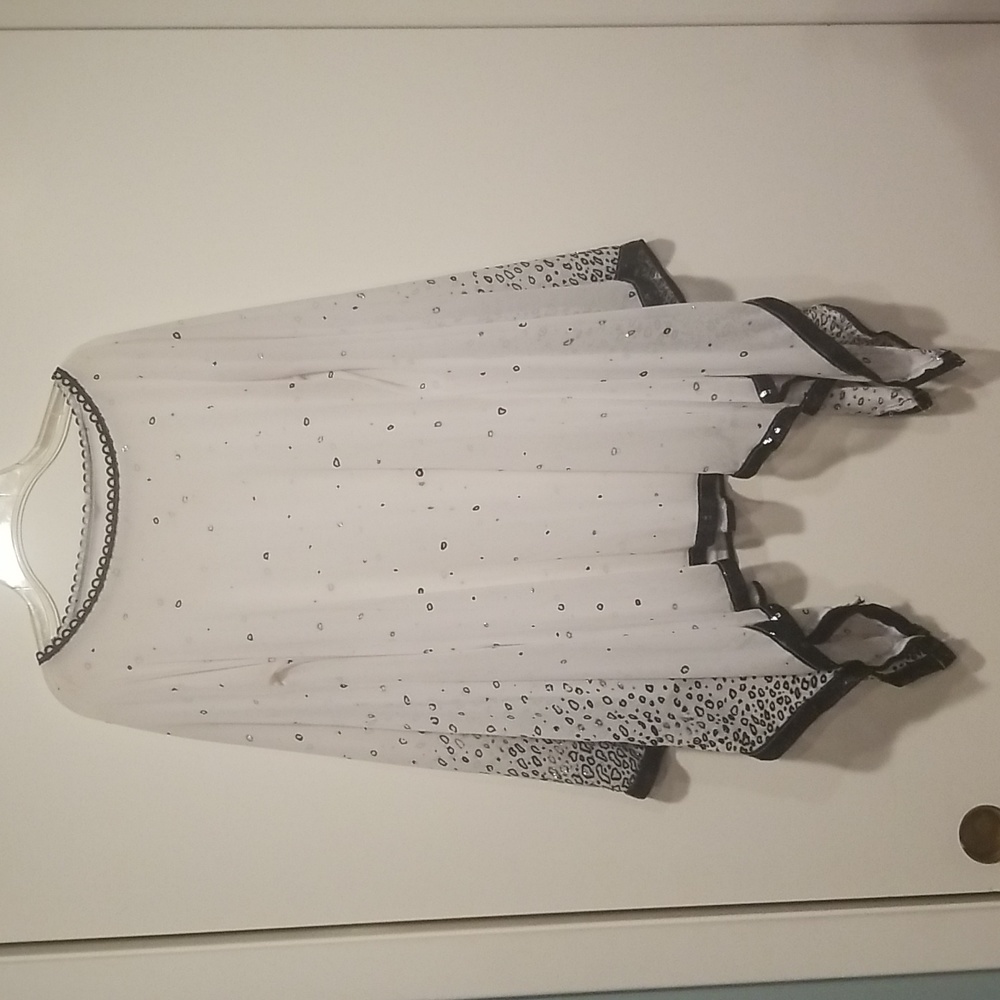 Transparent Sparkly White Blouse with bell sleeves/ boat neck. L/XL/Maternity.